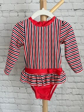 ⭐️⭐️ PICK 5 / $20 Cat & Jack Long Sleeve Striped Red Navy White Swim Suit